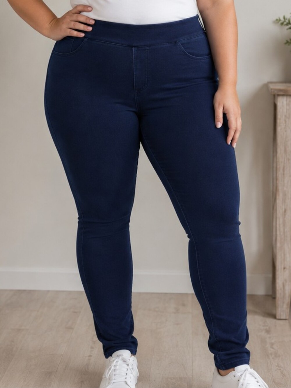 Plus-Size Navy High-Rise Stretch Jeans